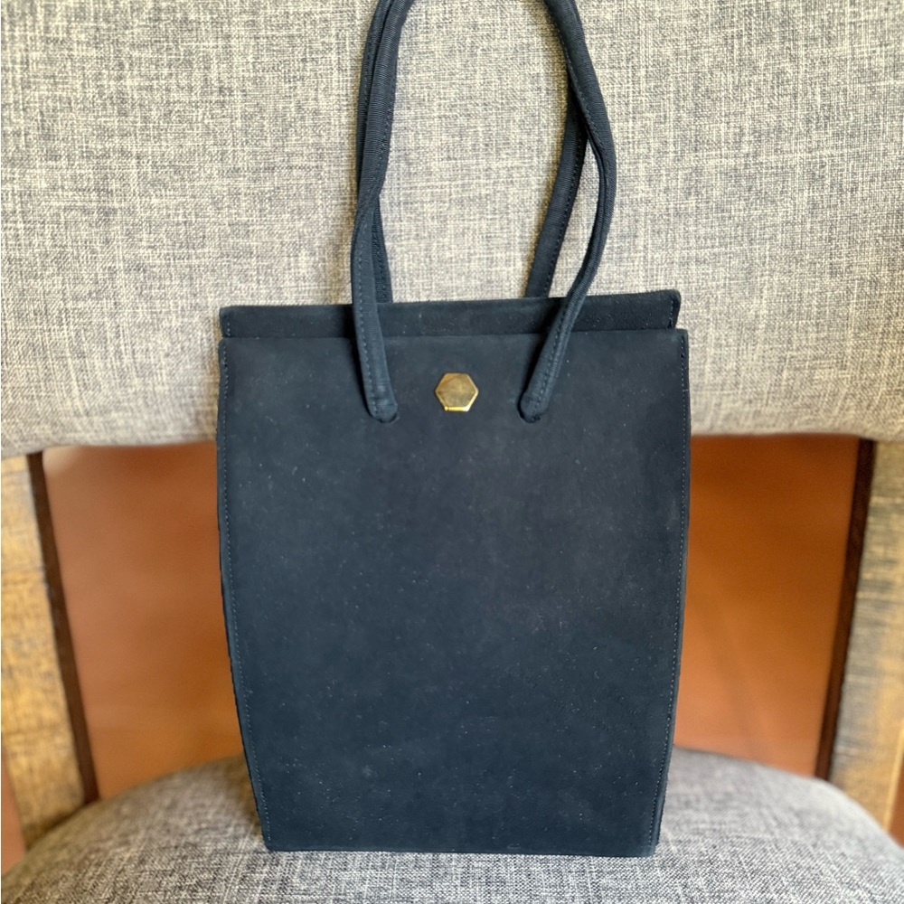 Rare 1950s Mid Century Modern Vintage Lennox black Peau de Soie purse